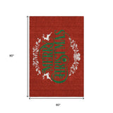 5' X 8' Ruby Red Green And Ivory Christmas Washable Area Rug With UV Protection - HomeRoots - Flyclothing LLC