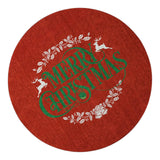8' Ruby Red Green And Ivory Christmas Washable Round Rug With UV Protection - HomeRoots - Flyclothing LLC