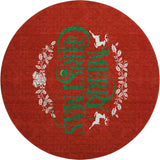 8' Ruby Red Green And Ivory Christmas Washable Round Rug With UV Protection - HomeRoots - Flyclothing LLC