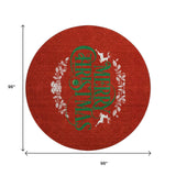 8' Ruby Red Green And Ivory Christmas Washable Round Rug With UV Protection - HomeRoots - Flyclothing LLC