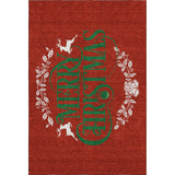 8' X 10' Ruby Red Green And Ivory Christmas Washable Area Rug With UV Protection - HomeRoots - Flyclothing LLC