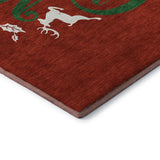 10' X 14' Ruby Red Green And Ivory Christmas Washable Area Rug With UV Protection - HomeRoots - Flyclothing LLC