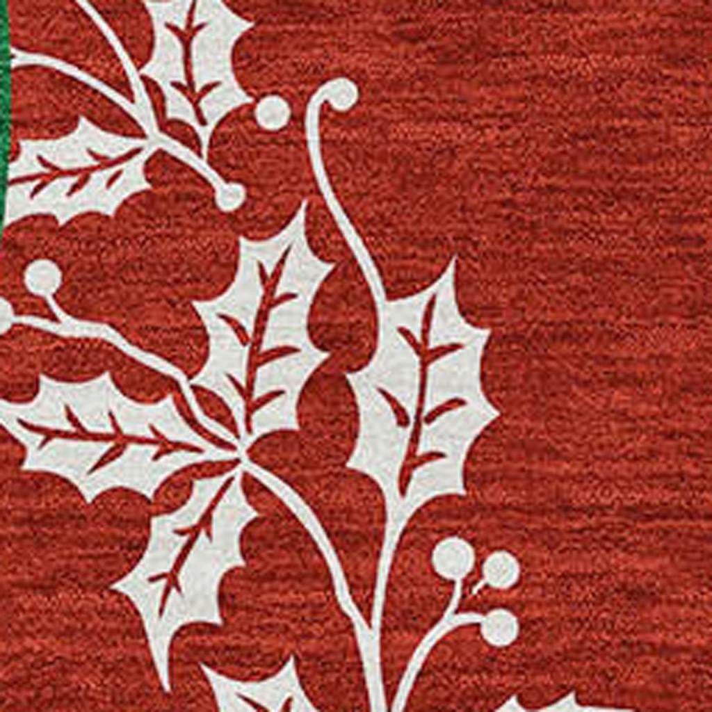 10' X 14' Ruby Red Green And Ivory Christmas Washable Area Rug With UV Protection - HomeRoots - Flyclothing LLC