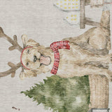 5' X 8' Taupe Green And Gray Christmas Dogs Distressed Washable Area Rug With UV Protection - HomeRoots - Flyclothing LLC