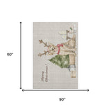 5' X 8' Taupe Green And Gray Christmas Dogs Distressed Washable Area Rug With UV Protection - HomeRoots - Flyclothing LLC