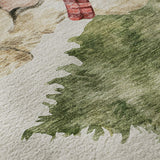 8' Taupe Green And Gray Christmas Dog Washable Round Rug With UV Protection - HomeRoots - Flyclothing LLC
