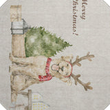 8' Taupe Green And Gray Christmas Dog Washable Round Rug With UV Protection - HomeRoots - Flyclothing LLC