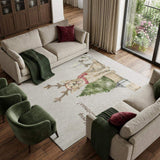 9' X 12' Taupe Green And Gray Christmas Dog Washable Area Rug With UV Protection - HomeRoots - Flyclothing LLC