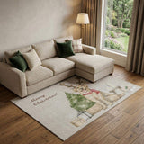 10' X 14' Taupe Green And Gray Christmas Dog Washable Area Rug With UV Protection - HomeRoots - Flyclothing LLC
