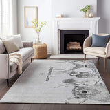3' X 5' Gray And Black Christmas Woodland Lodge Washable Area Rug With UV Protection - HomeRoots - Flyclothing LLC