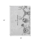 5' X 8' Gray And Black Christmas Woodland Lodge Washable Area Rug With UV Protection - HomeRoots - Flyclothing LLC