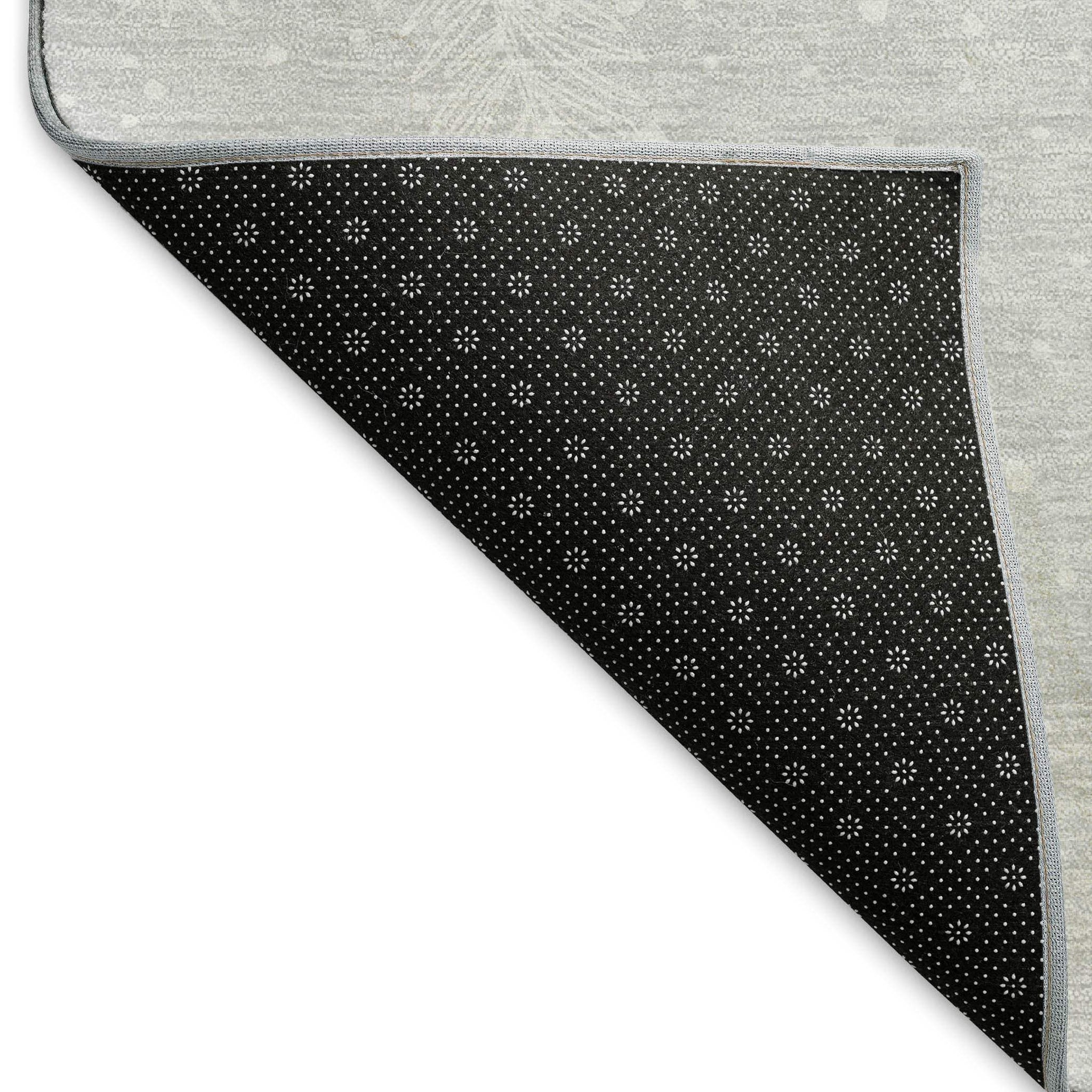 8' Gray And Black Christmas Woodland Lodge Washable Area Rug With UV Protection - HomeRoots - Flyclothing LLC