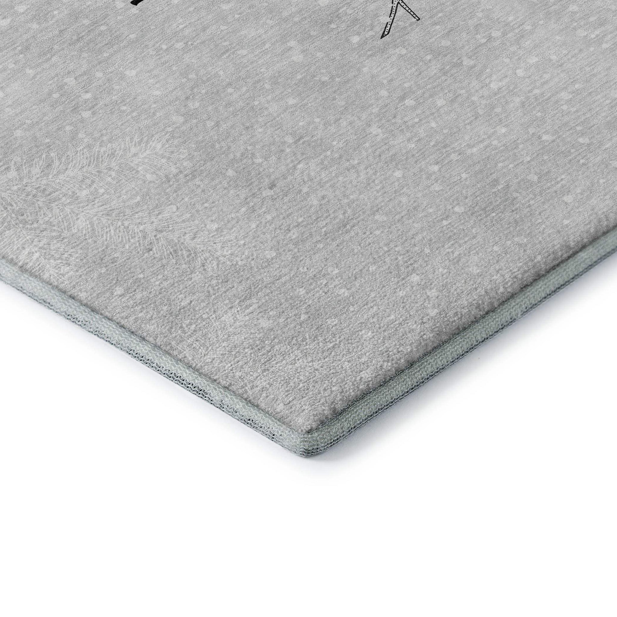 8' Gray And Black Christmas Woodland Lodge Washable Area Rug With UV Protection - HomeRoots - Flyclothing LLC