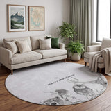 8' Gray And Black Christmas Woodland Lodge Washable Area Rug With UV Protection - HomeRoots - Flyclothing LLC