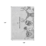 9' X 12' Gray And Black Christmas Woodland Lodge Washable Area Rug With UV Protection - HomeRoots - Flyclothing LLC