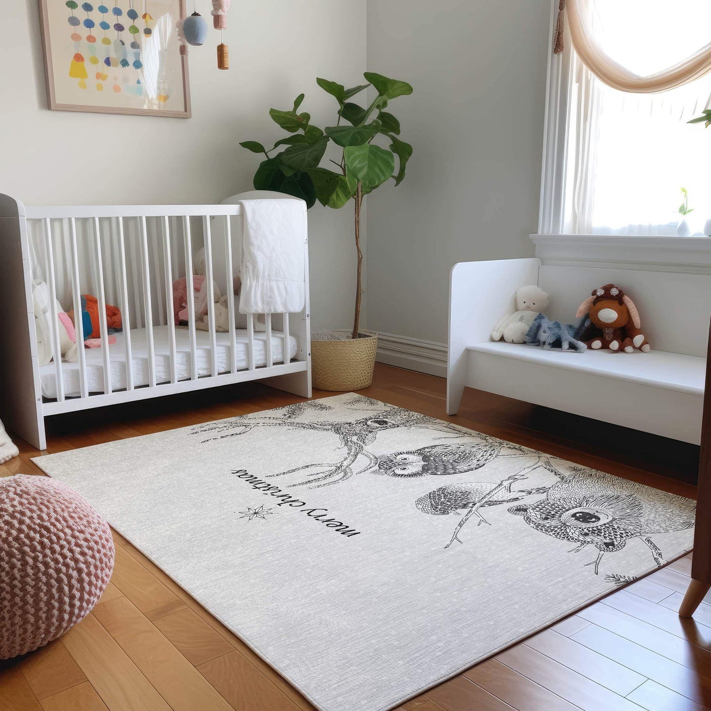 10' X 14' Gray And Black Christmas Woodland Lodge Washable Area Rug With UV Protection - HomeRoots - Flyclothing LLC