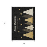 3' X 5' Black Gold And Ivory Christmas Tree Washable Area Rug With UV Protection - HomeRoots - Flyclothing LLC