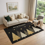5' X 8' Black Gold And Ivory Christmas Tree Washable Area Rug With UV Protection - HomeRoots - Flyclothing LLC