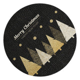 8' Black Gold And Ivory Christmas Tree Washable Round Rug With UV Protection - HomeRoots - Flyclothing LLC