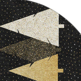 8' Black Gold And Ivory Christmas Tree Washable Round Rug With UV Protection - HomeRoots - Flyclothing LLC