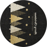 8' Black Gold And Ivory Christmas Tree Washable Round Rug With UV Protection - HomeRoots - Flyclothing LLC