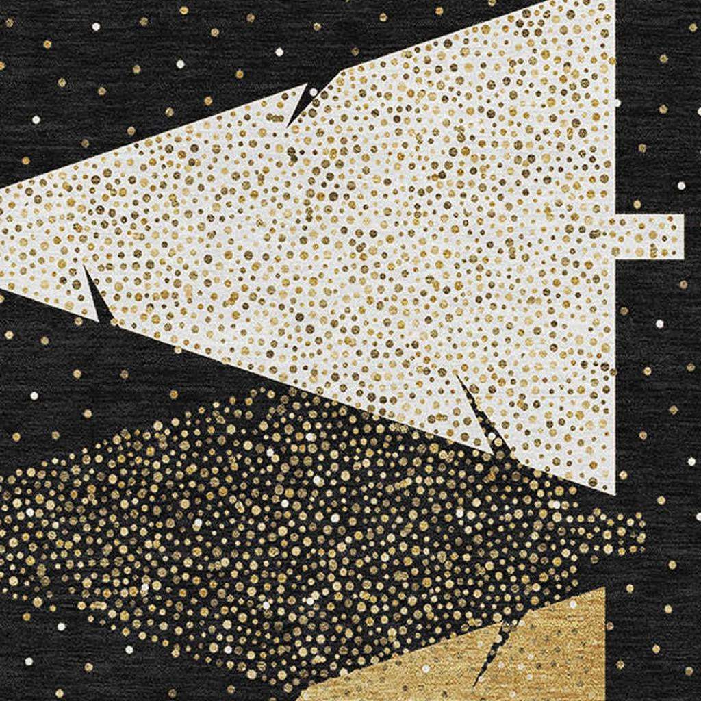 8' X 10' Black Gold And Ivory Christmas Tree Washable Area Rug With UV Protection - HomeRoots - Flyclothing LLC
