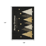 9' X 12' Black Gold And Ivory Christmas Tree Washable Area Rug With UV Protection - HomeRoots - Flyclothing LLC