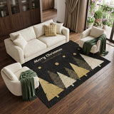 10' X 14' Black Gold And Ivory Christmas Tree Washable Area Rug With UV Protection - HomeRoots - Flyclothing LLC