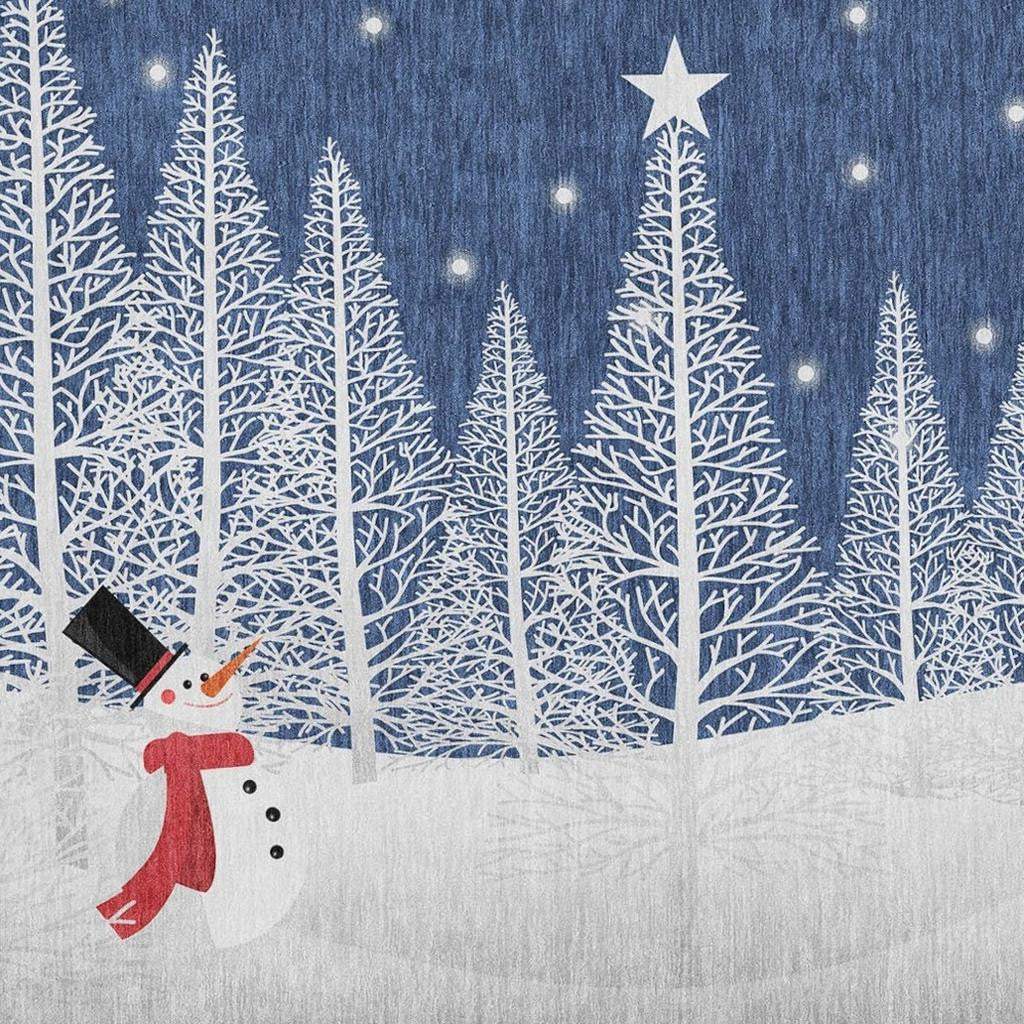 3' X 5' Blue And White Winter Snowman Washable Area Rug With UV Protection - HomeRoots - Flyclothing LLC