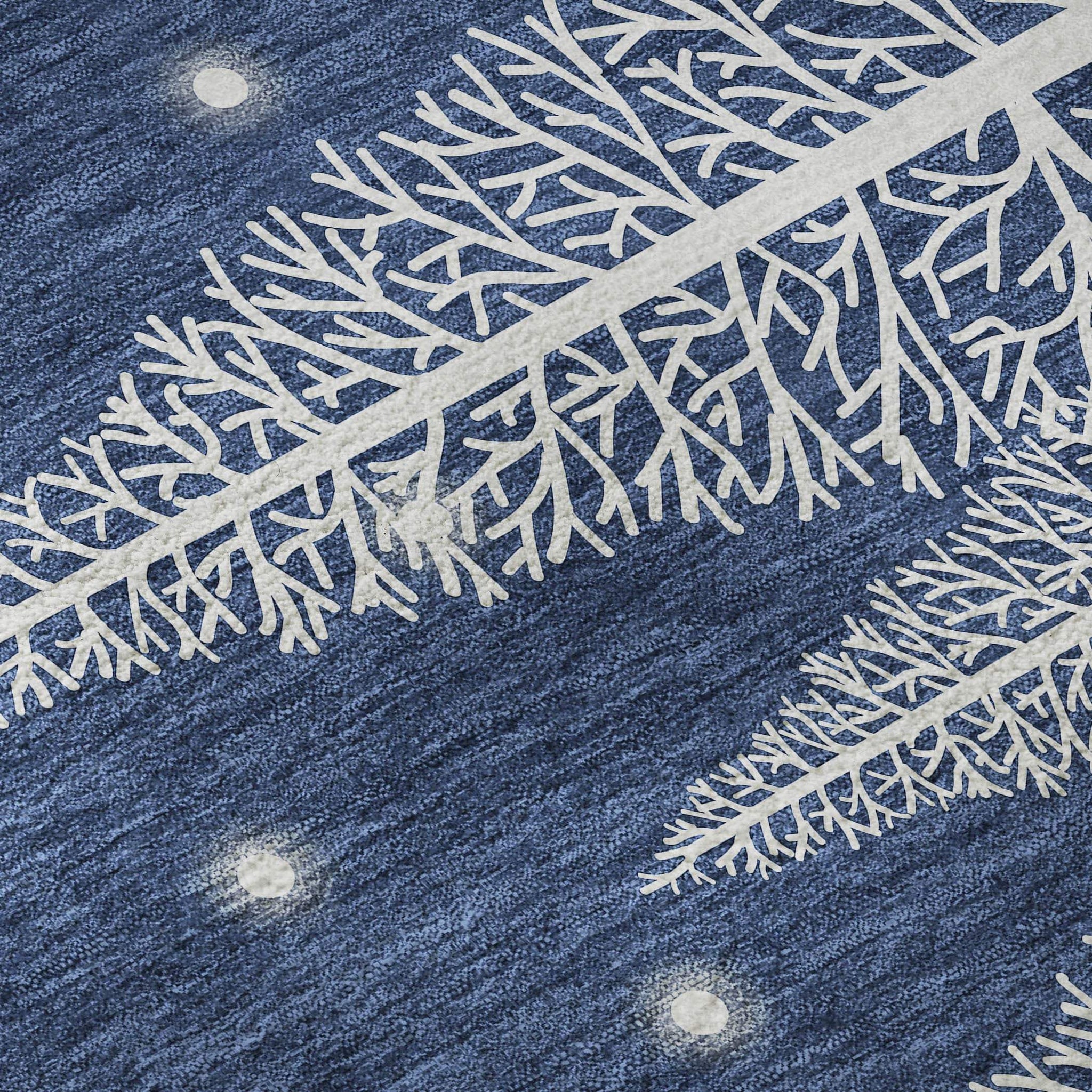 8' Blue And White Snowman Washable Round Rug With UV Protection - HomeRoots - Flyclothing LLC