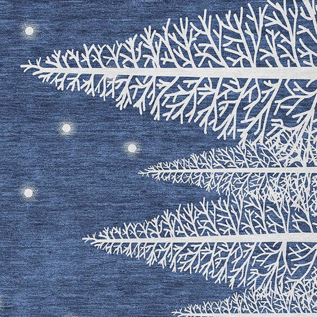 8' X 10' Blue And White Winter Snowman Washable Area Rug With UV Protection - HomeRoots - Flyclothing LLC