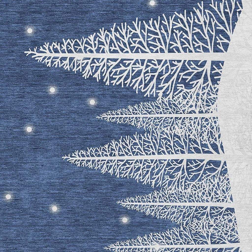 8' X 10' Blue And White Winter Snowman Washable Area Rug With UV Protection - HomeRoots - Flyclothing LLC