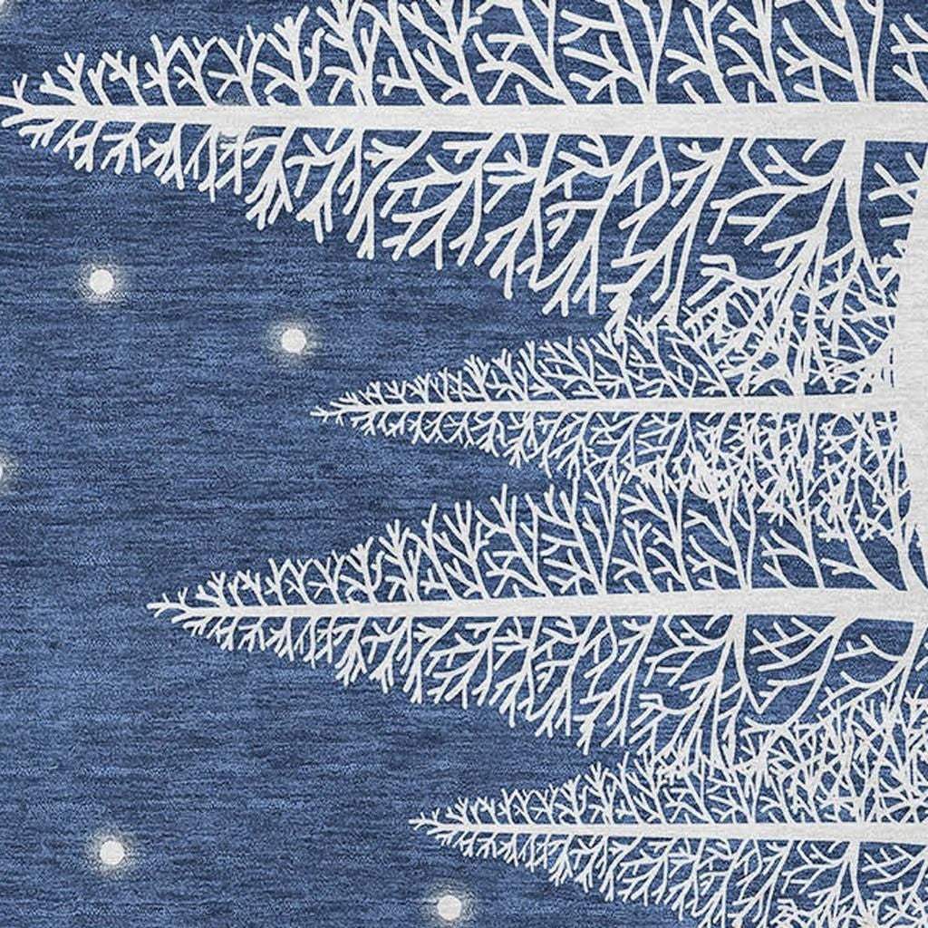 10' X 14' Blue And White Winter Snowman Washable Area Rug With UV Protection - HomeRoots - Flyclothing LLC
