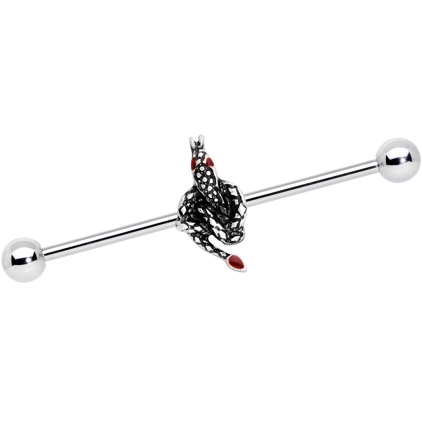 14G Red Gem Slithering Snake Industrial Barbell 38mm - BodyCandy - Flyclothing LLC