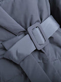Puffer Long Sleeve Winter Coat with Belt - Trendsi - Flyclothing LLC