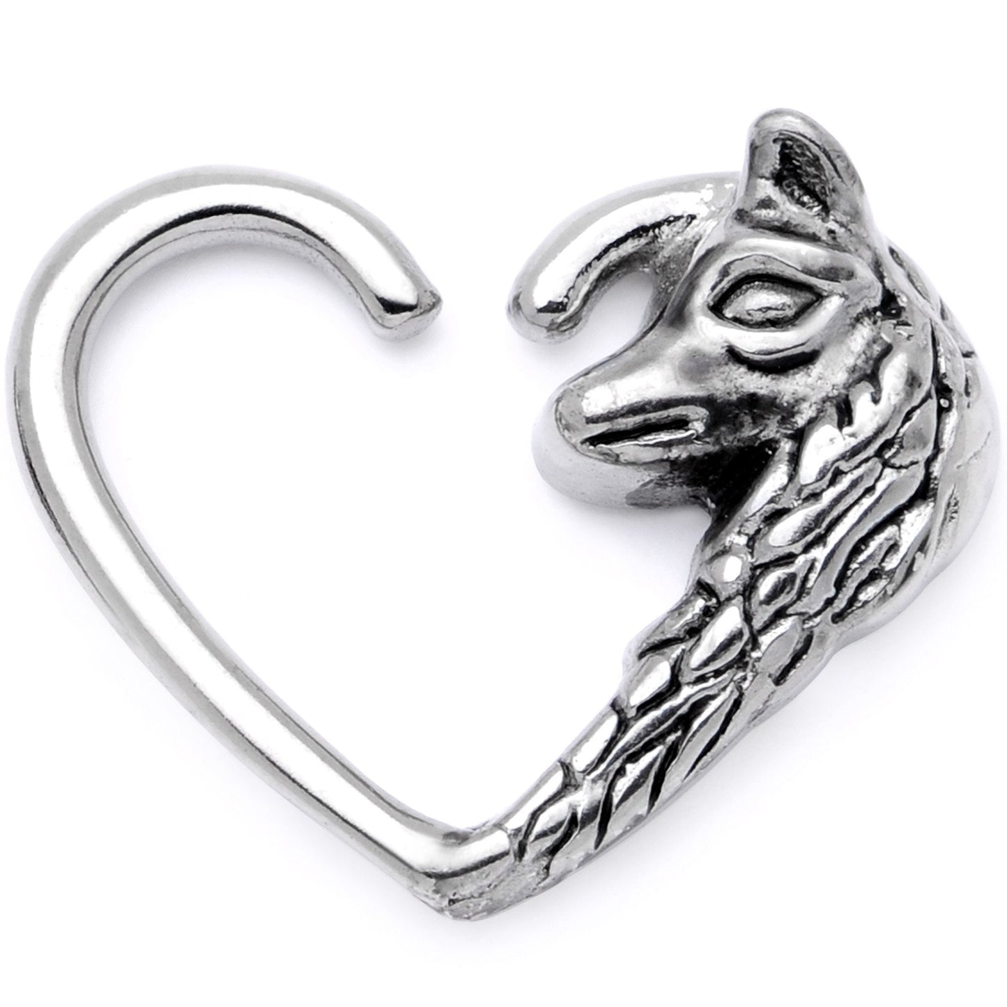 16G 3/8 Wolves of Winter Left Heart Closure Ring - BodyCandy - Flyclothing LLC