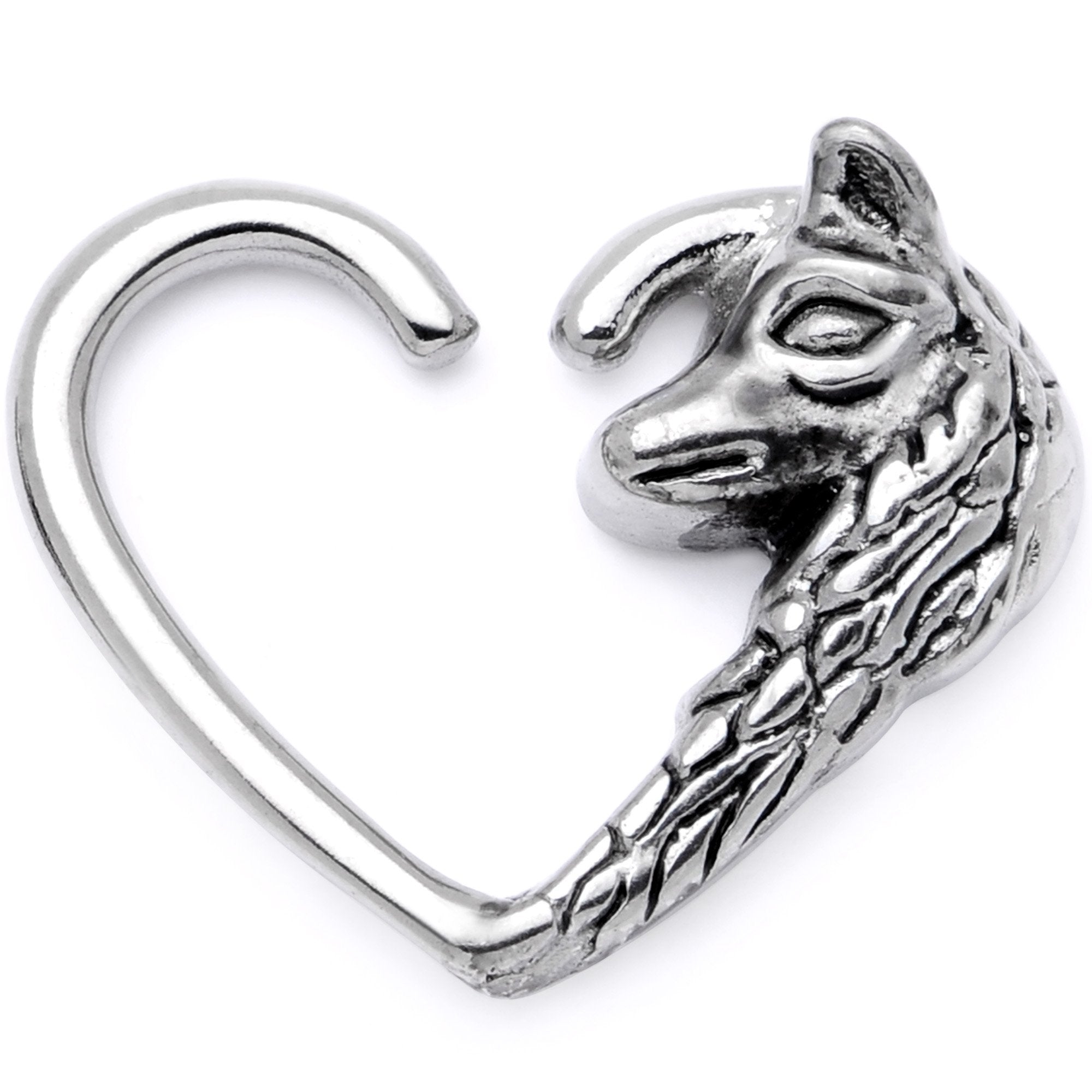 16G 3/8 Wolves of Winter Left Heart Closure Ring - BodyCandy - Flyclothing LLC