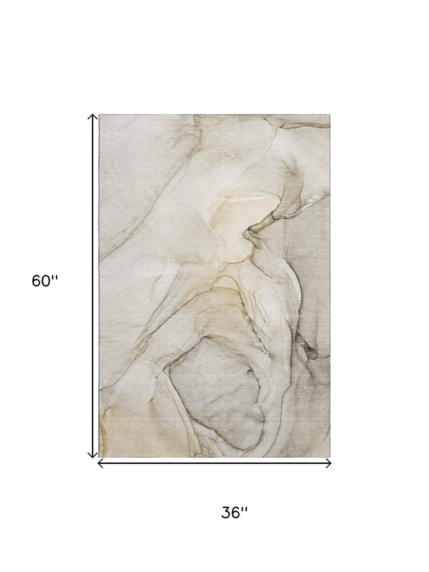 3' X 5' Beige And Ivory Abstract Washable Area Rug With UV Protection - HomeRoots - Flyclothing LLC
