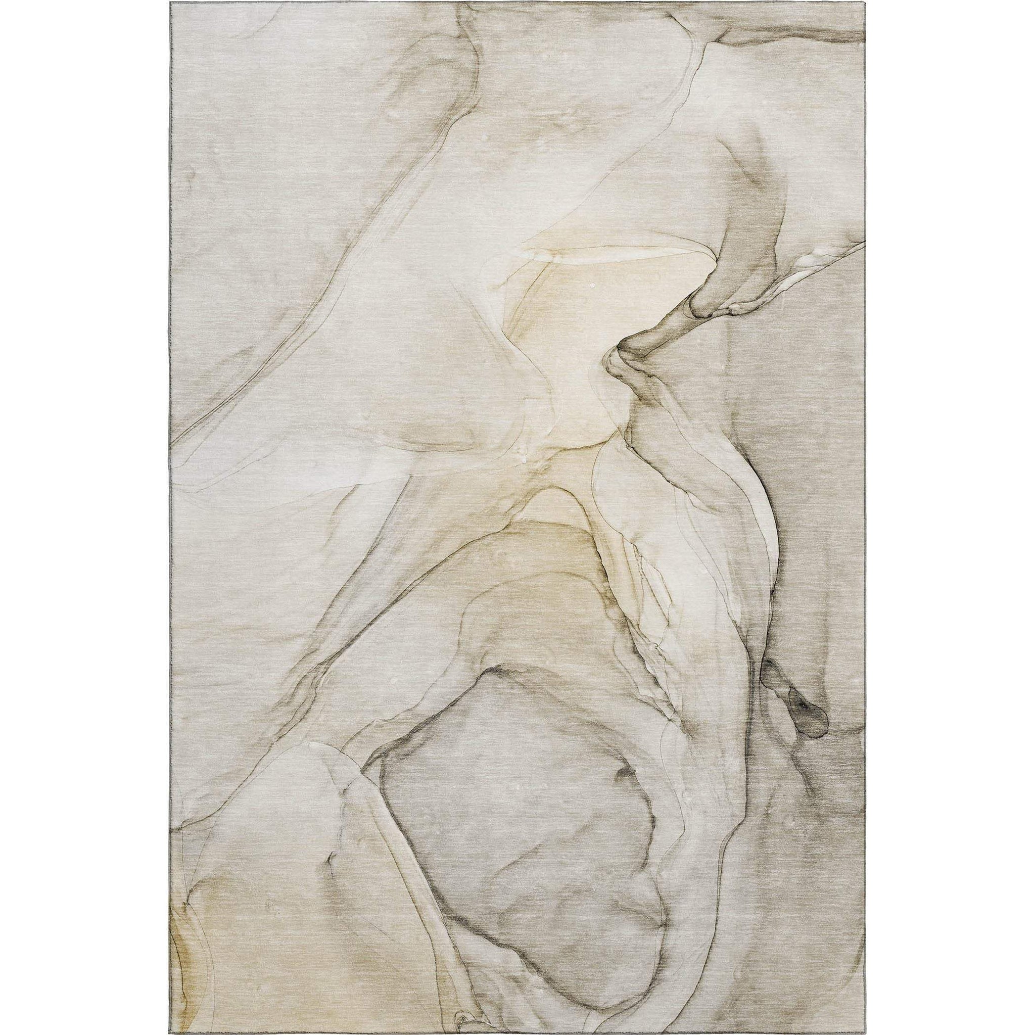3' X 5' Beige And Ivory Abstract Washable Area Rug With UV Protection - HomeRoots - Flyclothing LLC