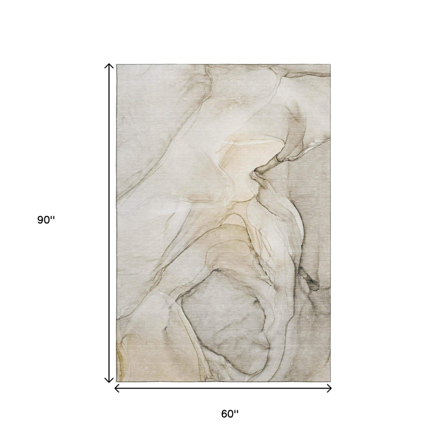 5' X 8' Beige And Ivory Abstract Washable Area Rug With UV Protection - HomeRoots - Flyclothing LLC