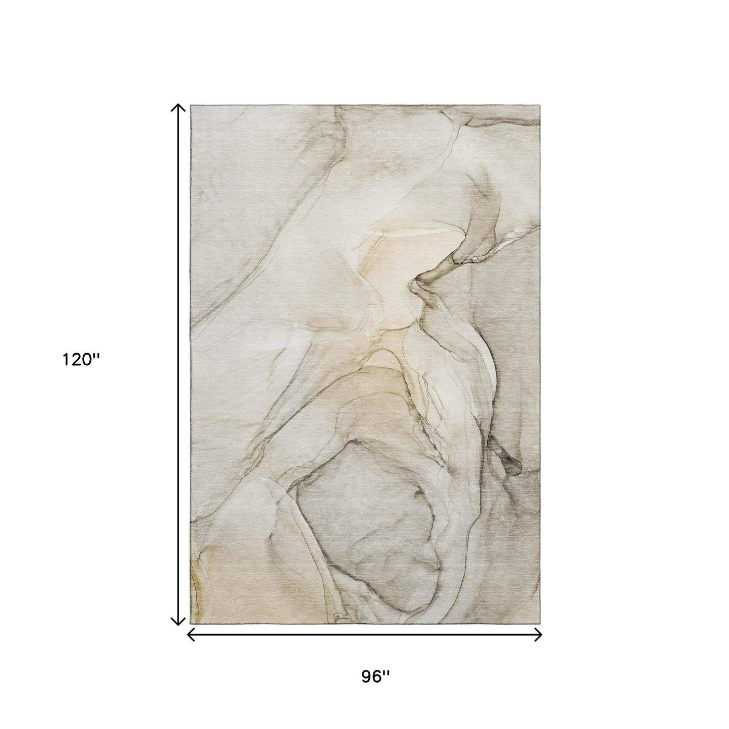 8' X 10' Beige And Ivory Abstract Washable Area Rug With UV Protection - HomeRoots - Flyclothing LLC