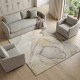 8' X 10' Beige And Ivory Abstract Washable Area Rug With UV Protection - HomeRoots - Flyclothing LLC