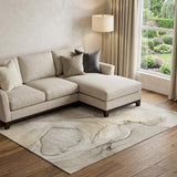 9' X 12' Beige And Ivory Abstract Washable Area Rug With UV Protection - HomeRoots - Flyclothing LLC