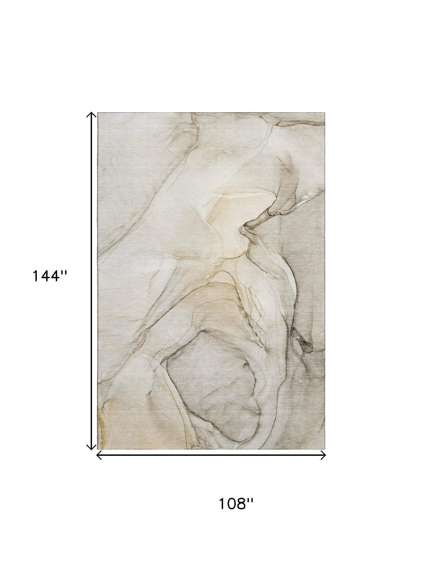 9' X 12' Beige And Ivory Abstract Washable Area Rug With UV Protection - HomeRoots - Flyclothing LLC