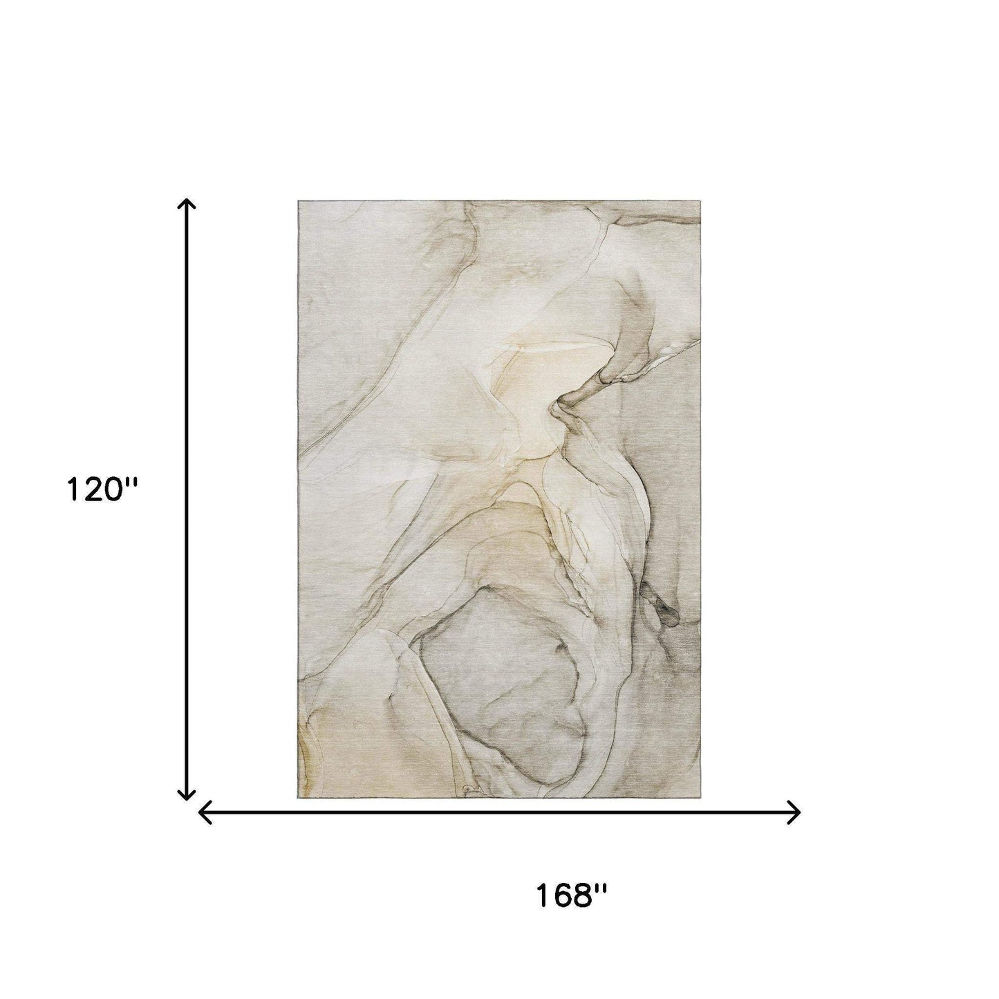 10' X 14' Beige And Ivory Abstract Washable Area Rug With UV Protection - HomeRoots - Flyclothing LLC