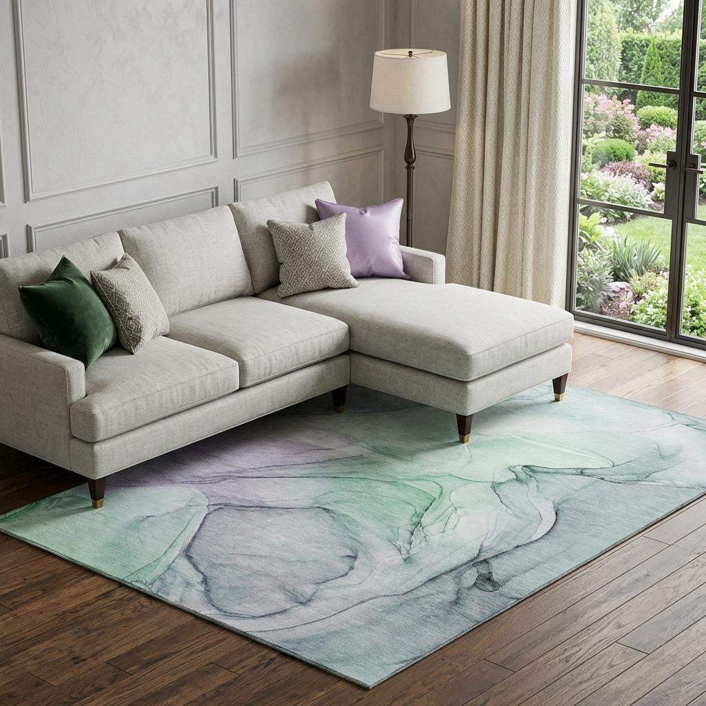 8' X 10' Blue And Green Abstract Washable Area Rug With UV Protection - HomeRoots - Flyclothing LLC