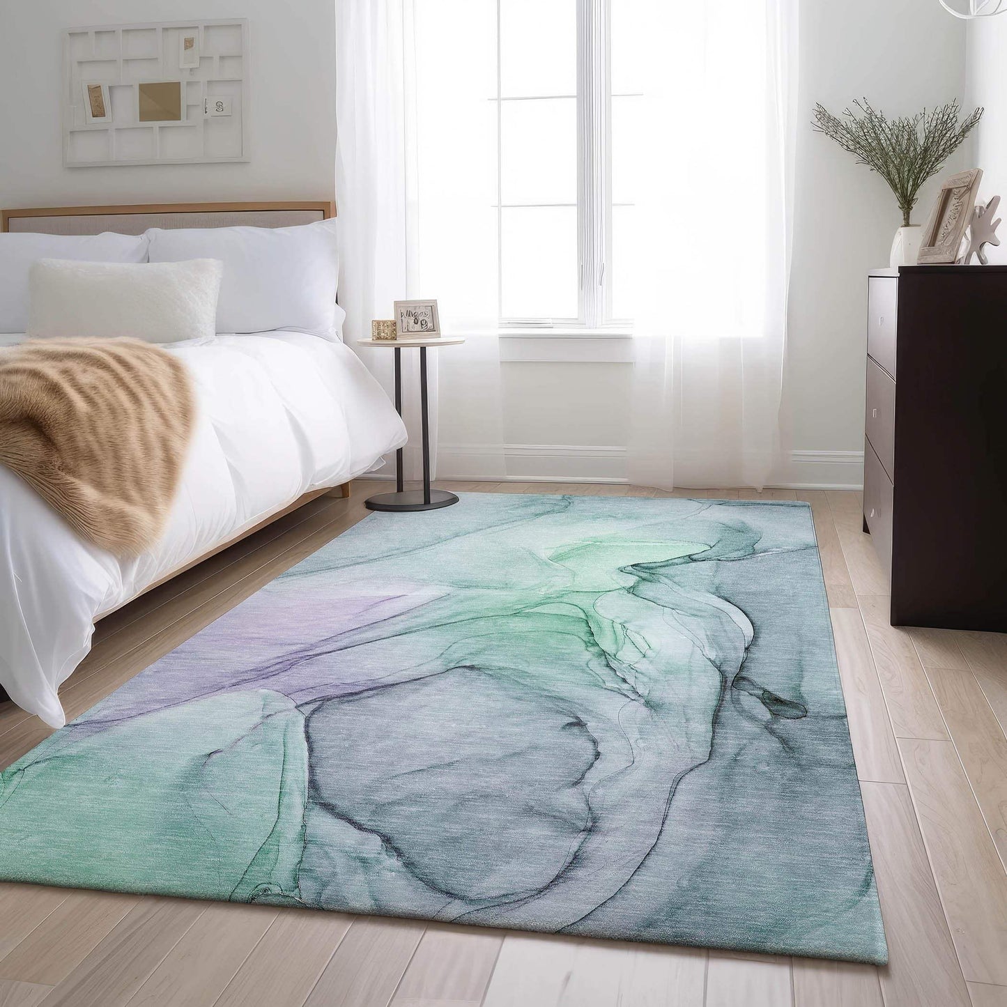 10' X 14' Blue And Green Abstract Washable Area Rug With UV Protection - HomeRoots - Flyclothing LLC