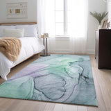 10' X 14' Blue And Green Abstract Washable Area Rug With UV Protection - HomeRoots - Flyclothing LLC