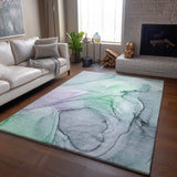 10' X 14' Blue And Green Abstract Washable Area Rug With UV Protection - HomeRoots - Flyclothing LLC