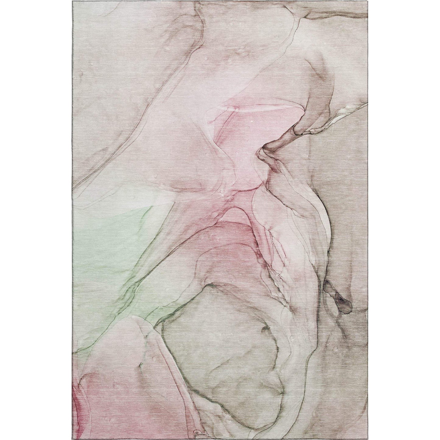 5' X 8' Blush And Ivory Abstract Washable Area Rug With UV Protection - HomeRoots - Flyclothing LLC
